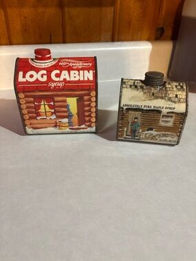 Vintage Log Cabin Syrup Tin Lot 100th Anniversary Maple Syrup Advert Tins